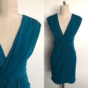 LAUNDRY BY SHELLI SEGAL TEAL DEEP V DRESS - 2
